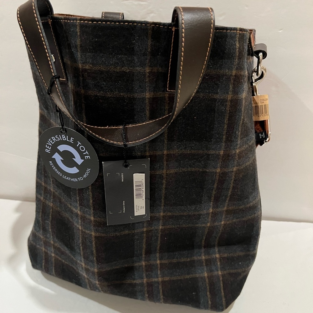 Joesph Abboud reversible leather and wool tote